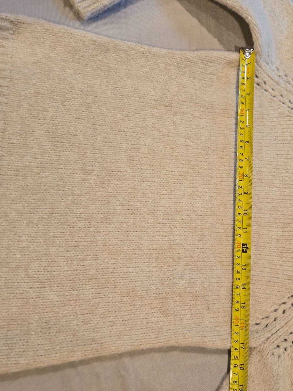 LOFT Turtleneck Sweater Cream Chunky Knit Alpaca Wool Blend Size M - Picture 9 of 15